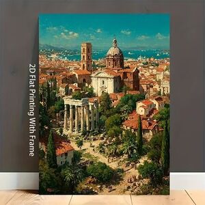 Rome, Italy canvas 16 x 24 wall decor WOODEN FRAME ART
